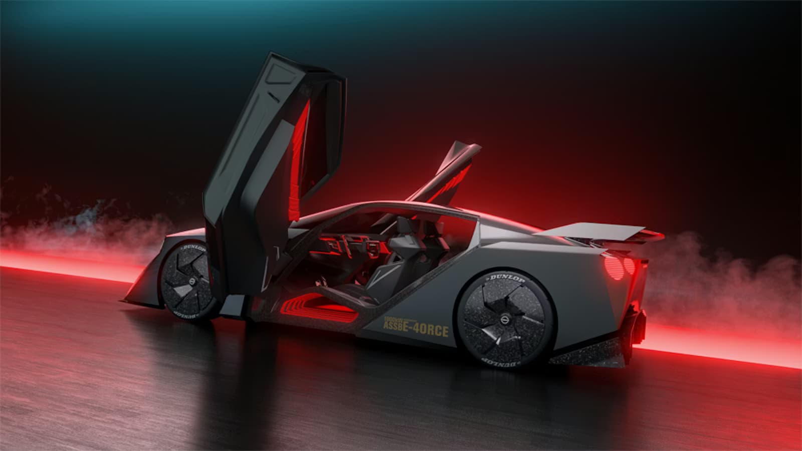 The futuristic and aggressive Nissan Hyper Force concept car with sharp edges and carbon fiber detailing